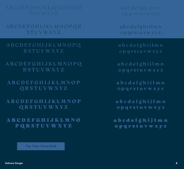 the entire alphabet written out in different weights of Arsenica