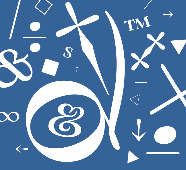 a variety of typeface glyphs