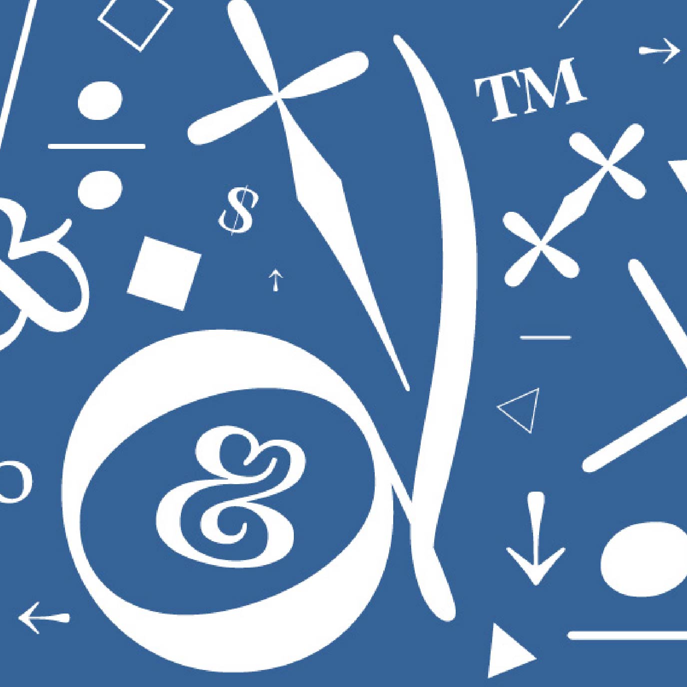 a variety of typeface glyphs